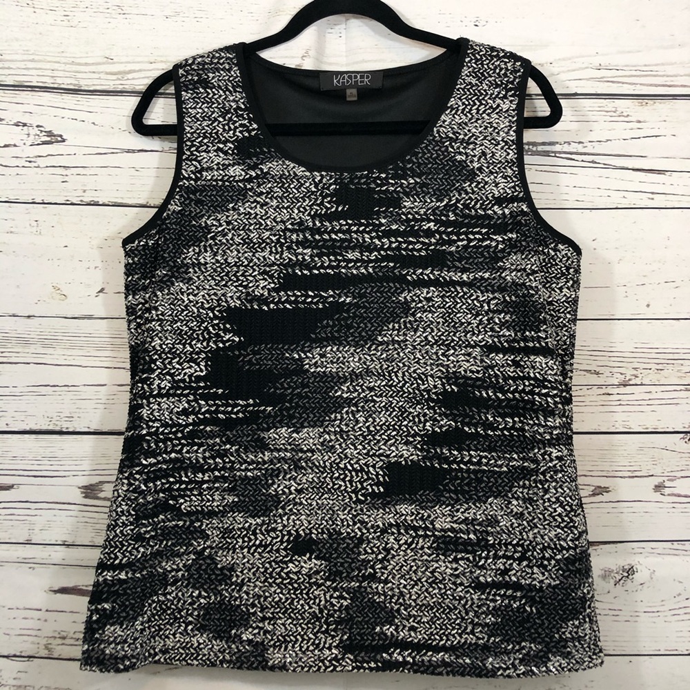 Black, White & Silver Sparkle Sleeveless Top